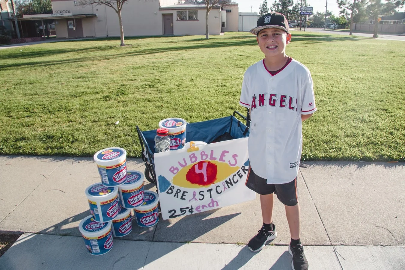 Downey boy selling bubble gum to fight breast cancer