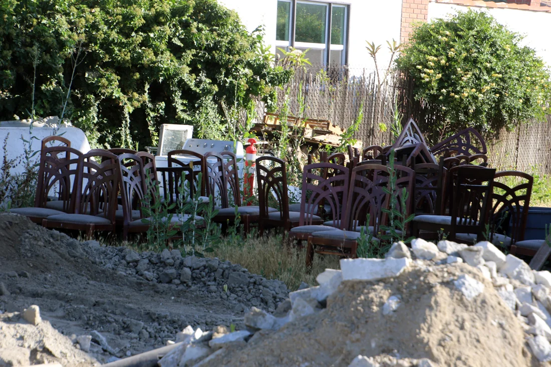 Clean-up efforts began at the Rives Mansion on Wednesday. Photo by Eric Pierce