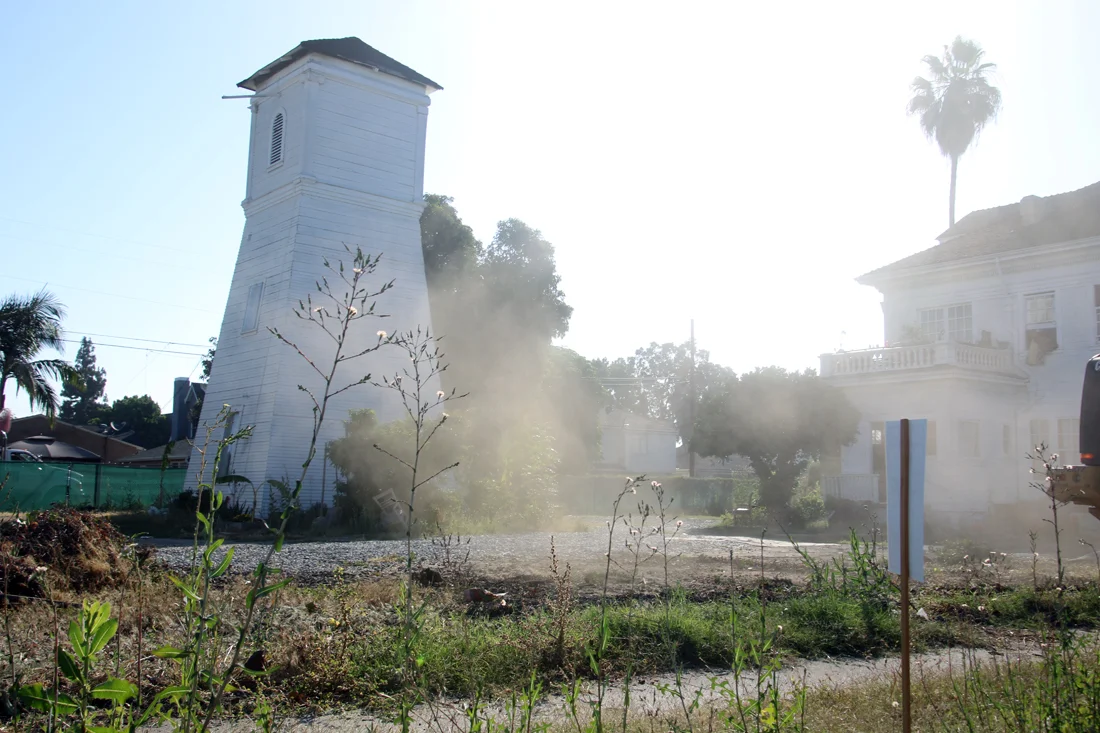 Clean-up efforts began at the Rives Mansion on Wednesday. Photo by Eric Pierce