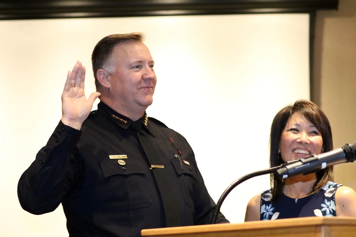 Police Chief Dean Milligan and his wife, Theresa. Photo by Alex Dominguez