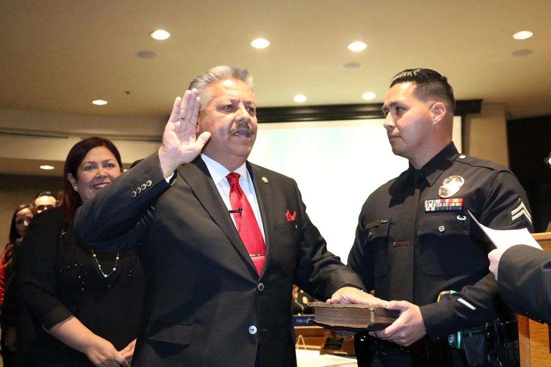Rick Rodriguez sworn in. Photo by Alex Dominguez