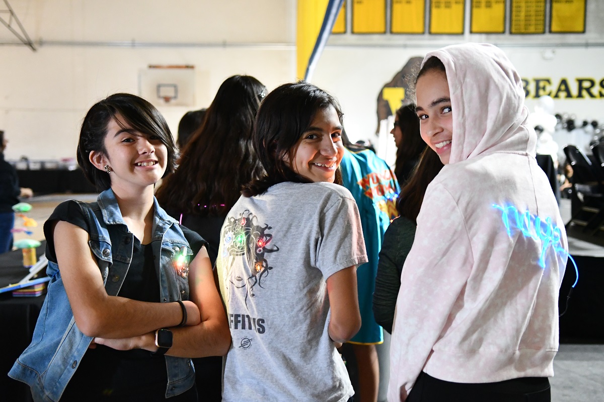 Downey students show off their wearable technology.