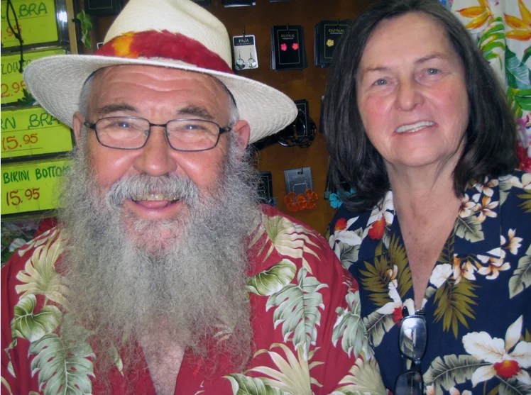 Martin and Barbara Orloff, proprietors of Exotical Hawaiian Apparel. Photo by Lorine Parks