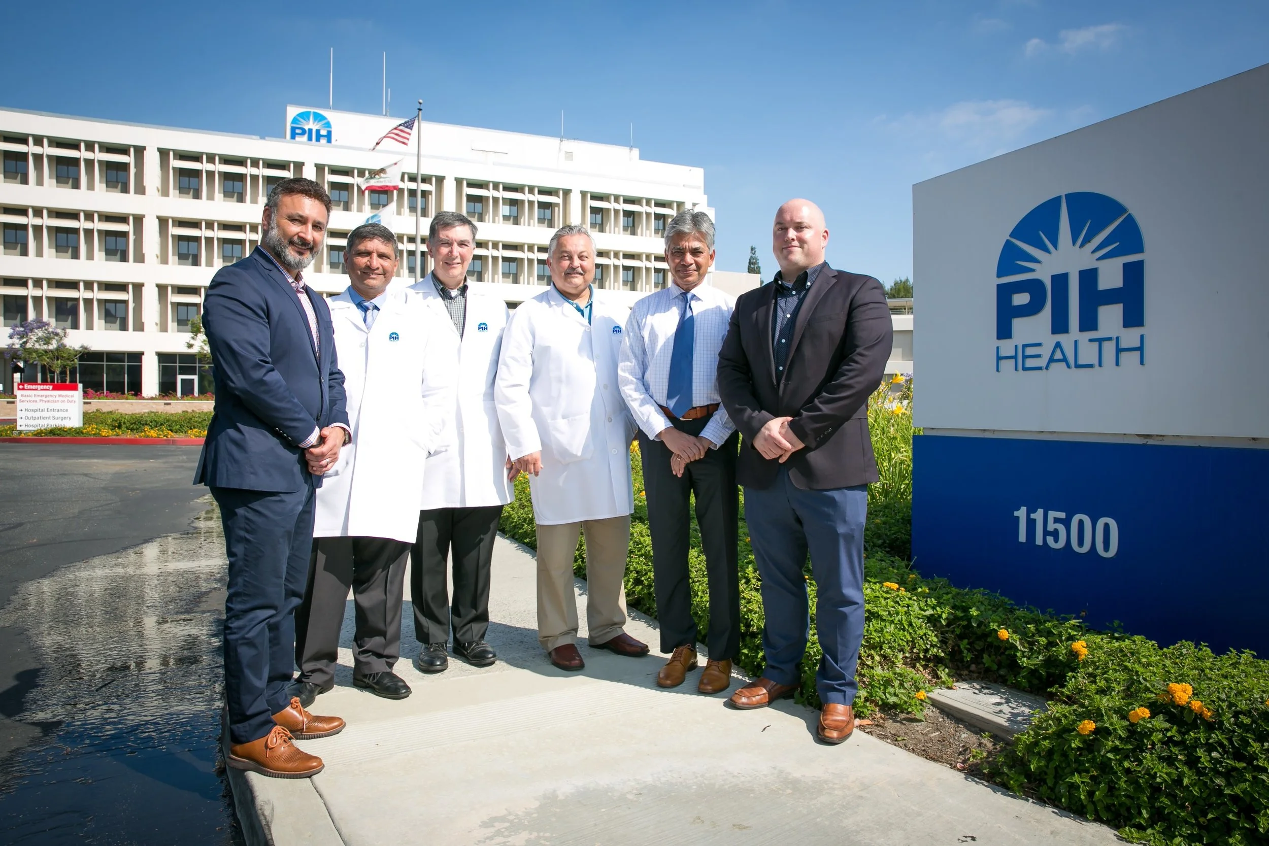 Pictured left to right: Roberto Madrid MD, PIH Health Physicians vice president of medical operations; Pinal Doshi MD; Jerry Floro MD; Edwardo Tellez MD; Sanat Patel MD; and Andrew Zwers, PIH Health Physicians vice president of group operations. Photo courtesy PIH Health.