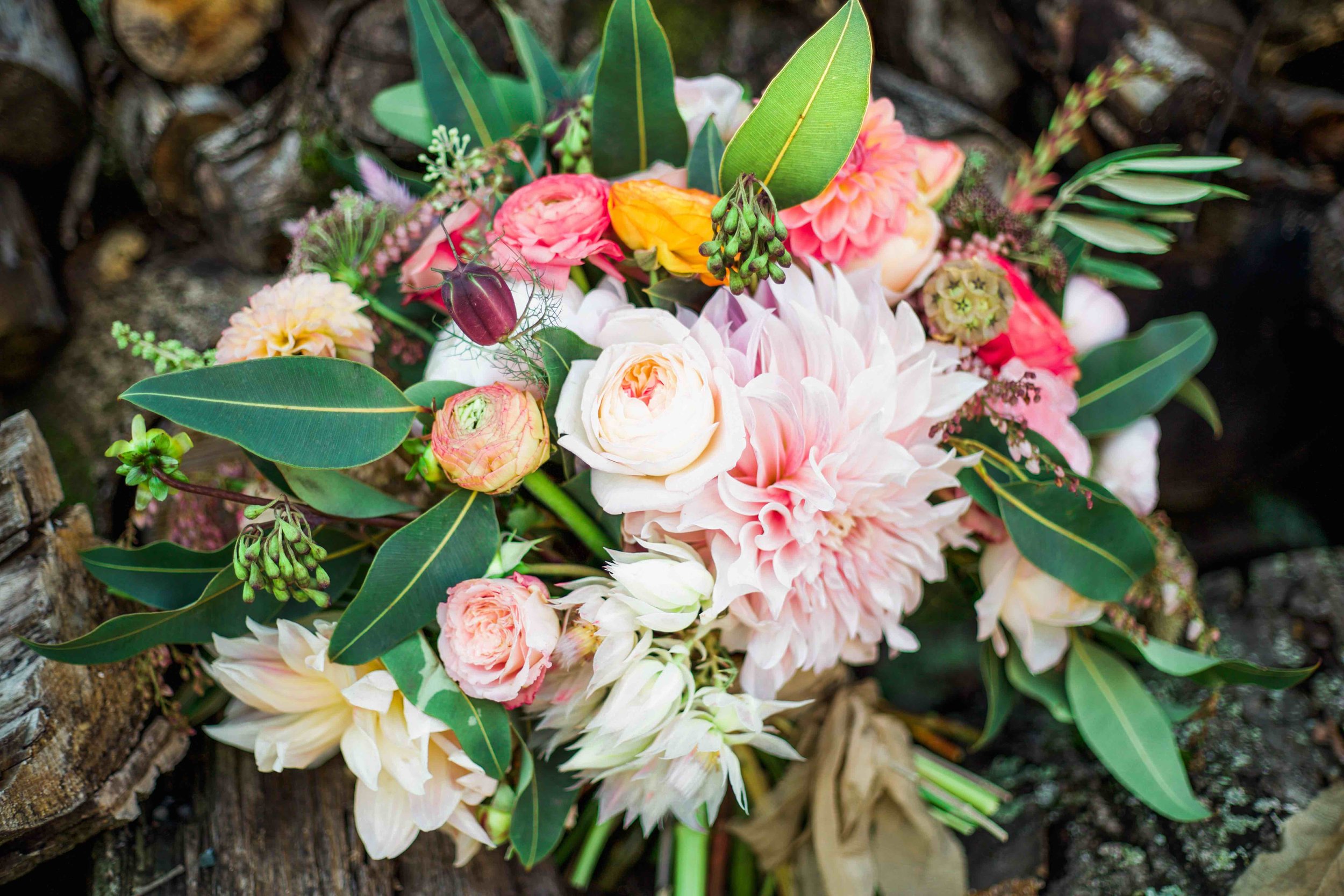 colorful and whimsical summer bridal bouquet bucks county pa