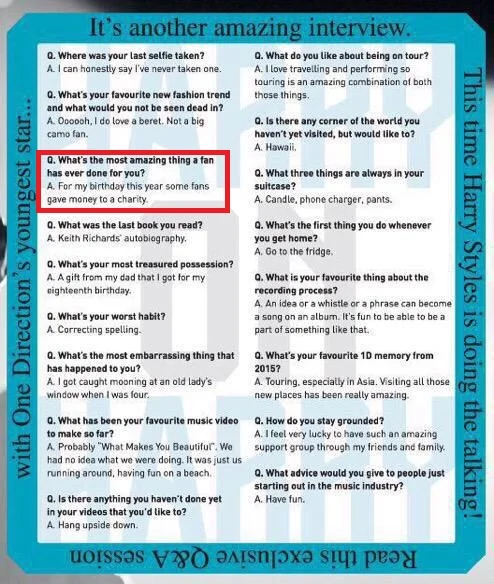 Indirect shoutout to 1D Fans Give from Harry in the 1D ANnual!
