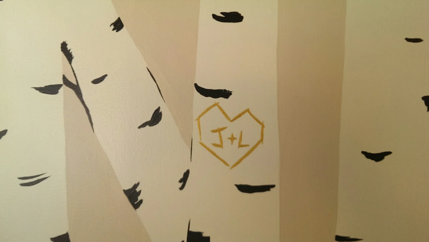 Here's a close-up of the birch trees I painted on the wall. 