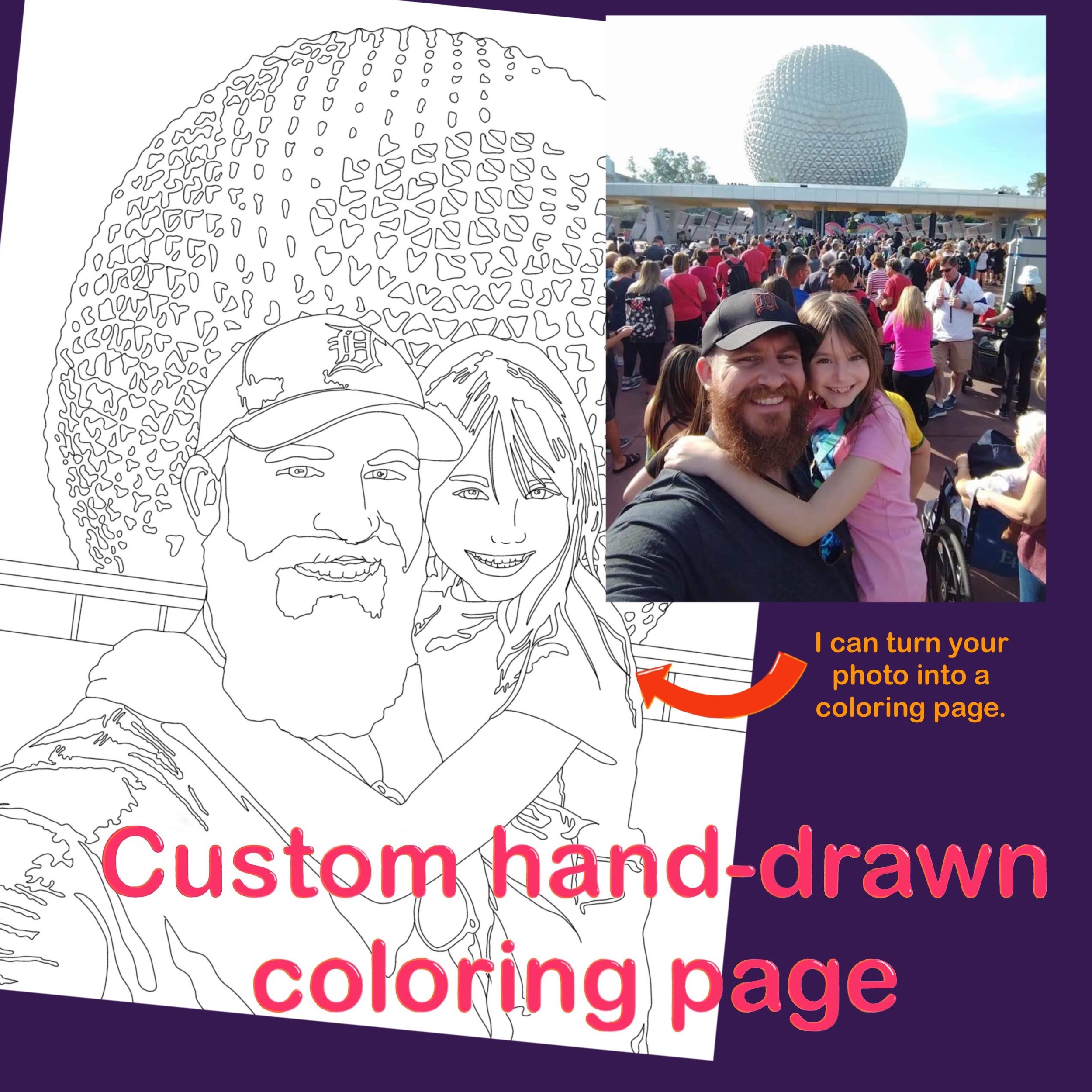   Custom hand-drawn  coloring pages available now!  