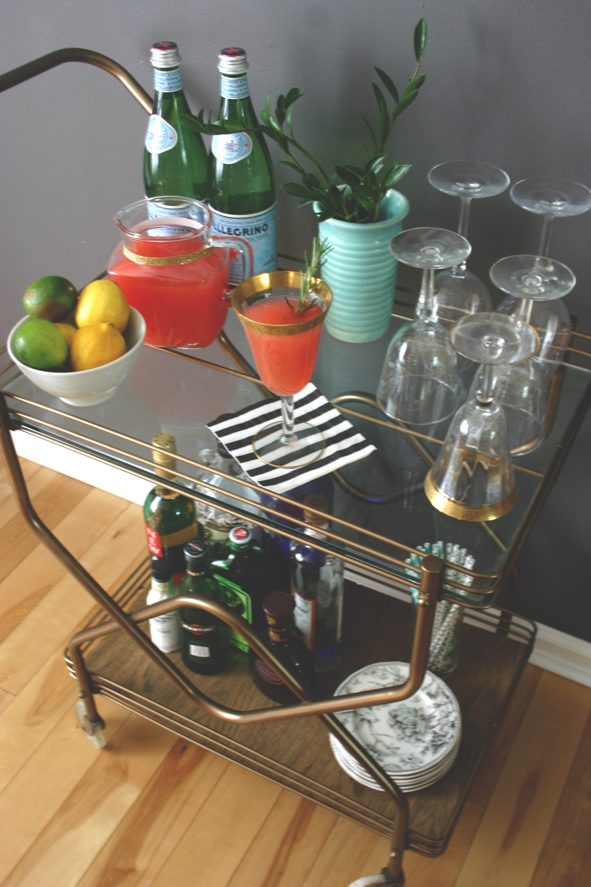 Bar Cart // Cocktail // DIY // Mid Century // Drink Recipe // 5 O'Clock Design Co.