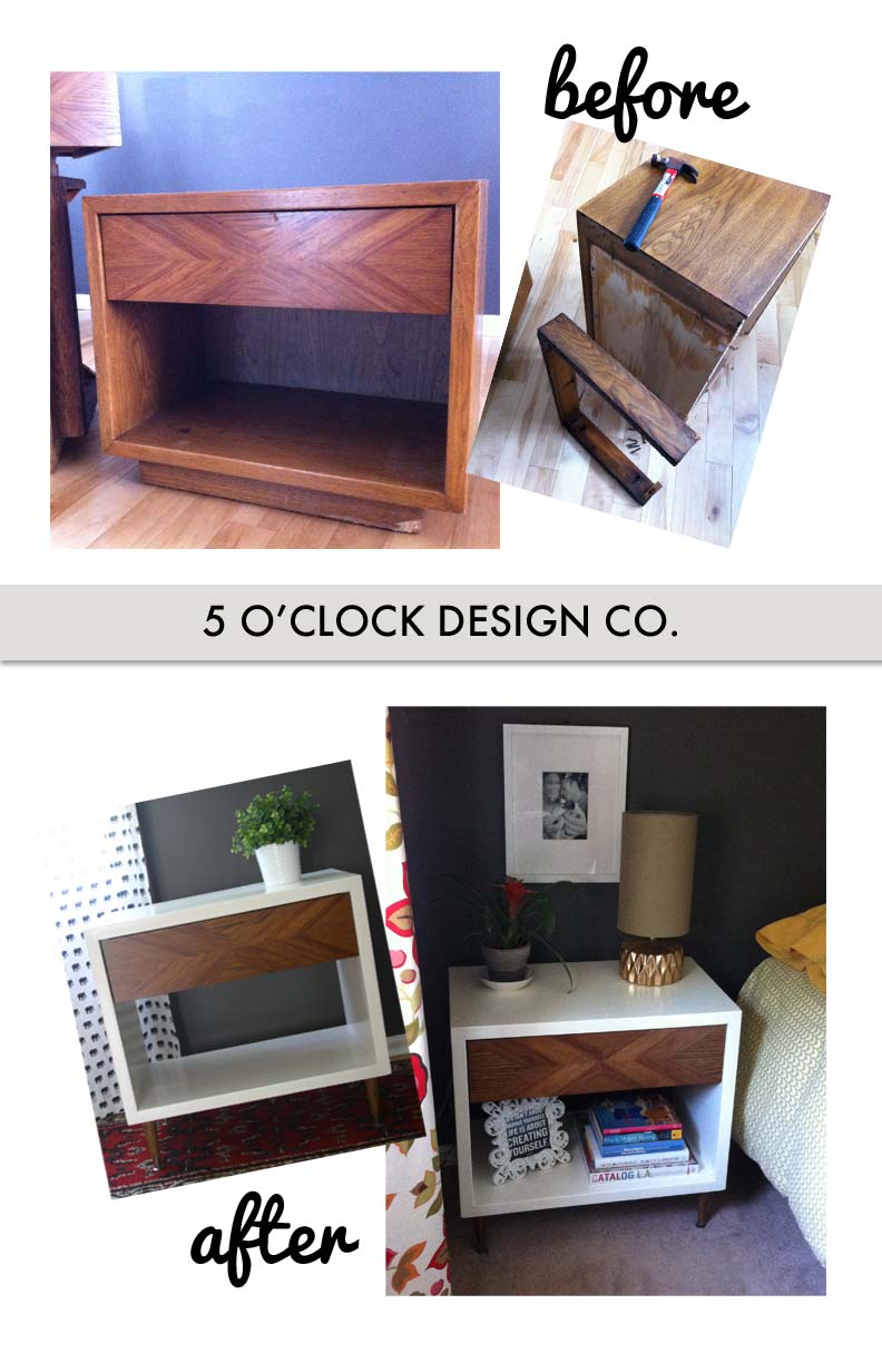 End Table Makeover // Night Stand // DIY // Mid Century // 5 O'Clock Design Co.