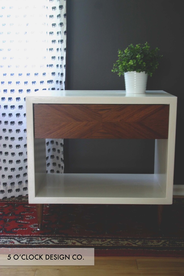 DIY Mid Century Modern End Table Makeover // Wood and White