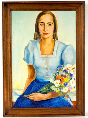 Vintage Portrait and Flower Painting
