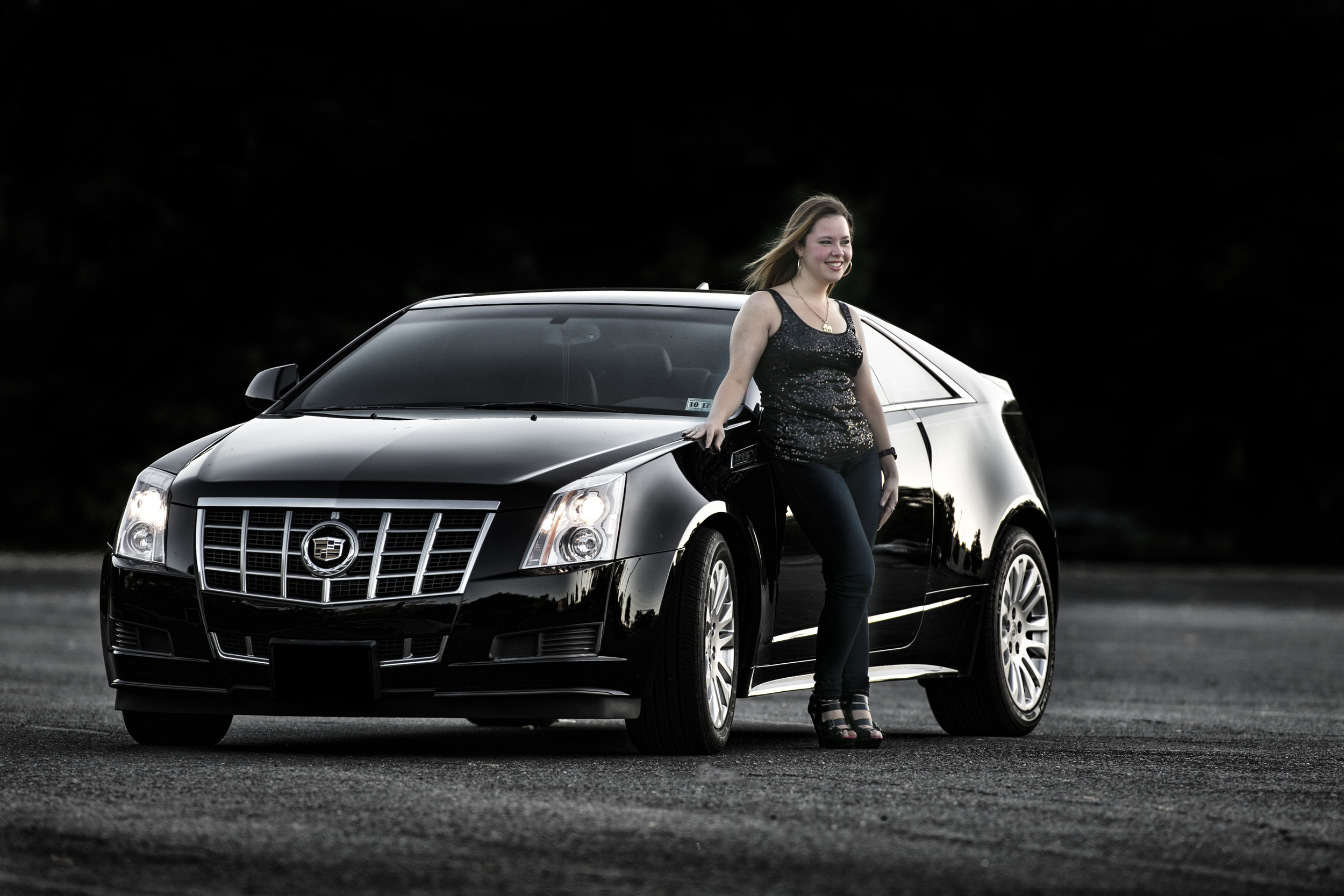 A friend and her prized Cadillac.
