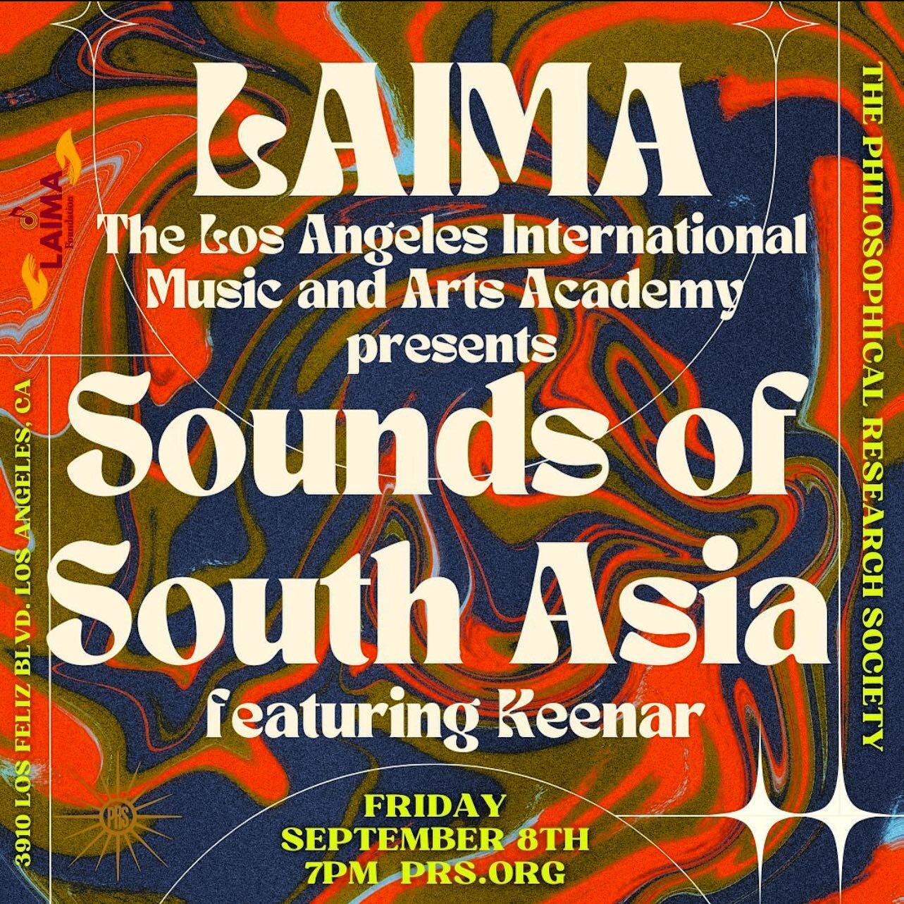 LAIMA presents Sounds of South Asia &ndash; feat. Keenar

The Philosophical Research Society is proud to partner with The Los Angeles International Music and Arts Academy (LAIMA) for a special courtyard concert of sublime South Asian music under the 