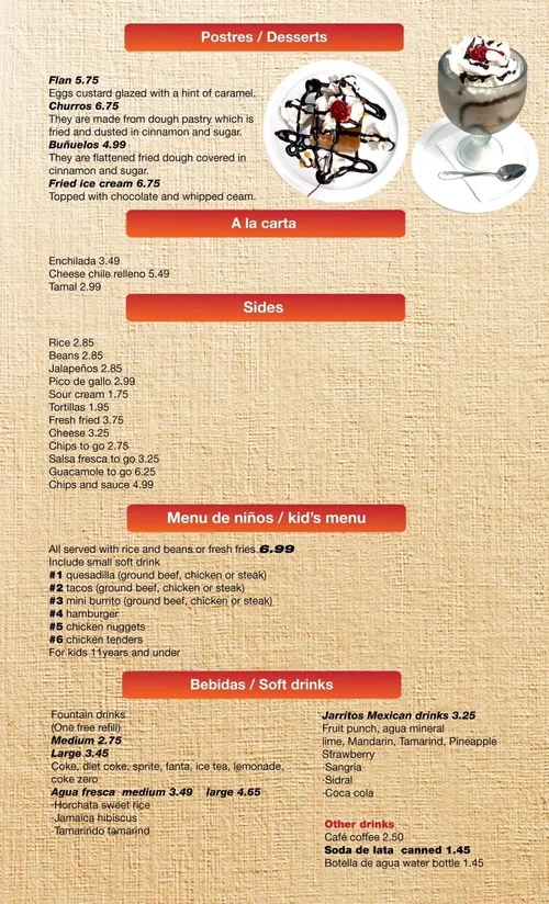 Menu — Tacos El Rey De Oro