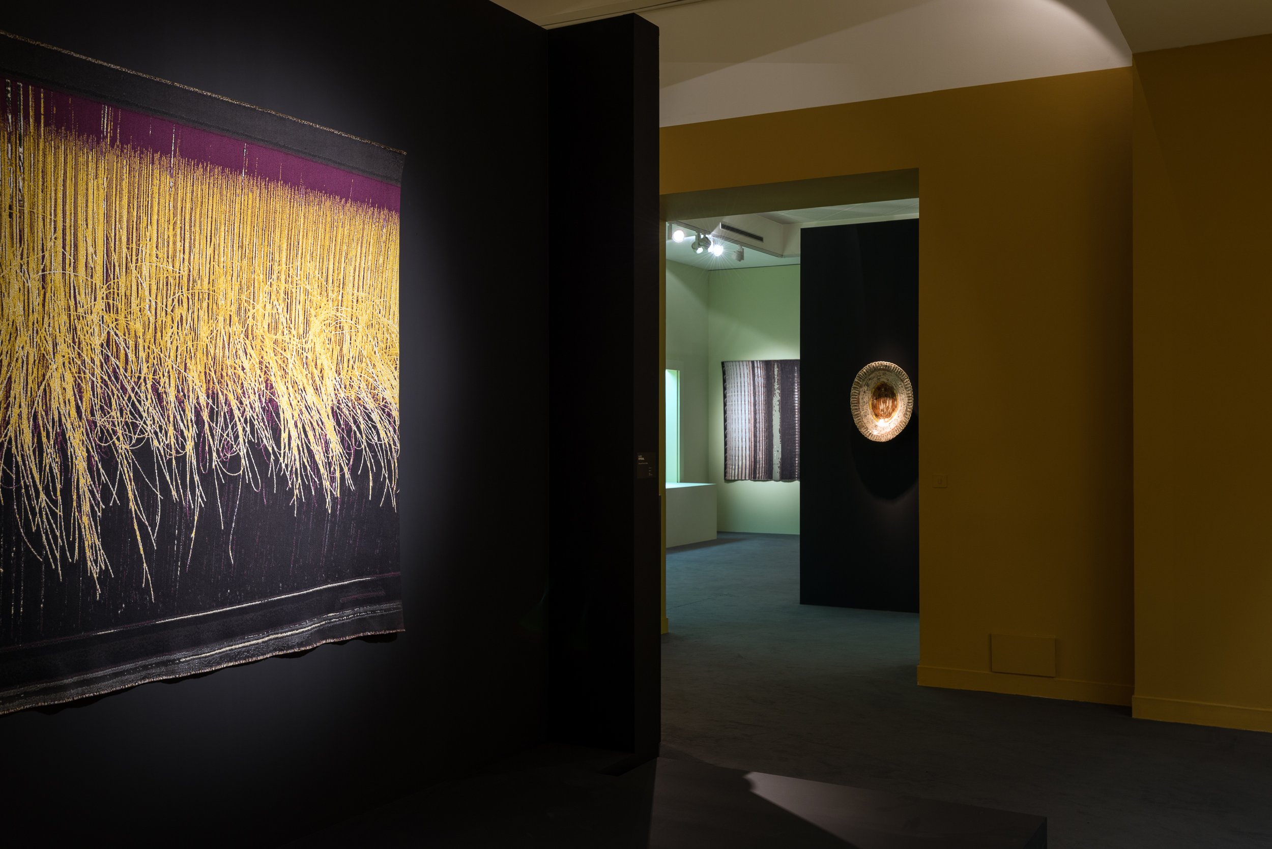 Installation View of Jacquard Knots Yellow in exhibition Forces of Nature, Sèvres Museum, Paris, France, 2018