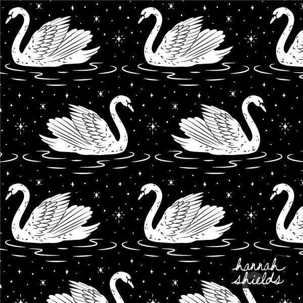 'Night Swan' pattern, a new design in my @spoonflower shop ✨ 🦢⁠ Follow the link in bio to see the fabric.⁠⠀
.⁠⠀
.⁠⠀
.⁠⠀
⁠⠀
#spoonflower #printandpattern #patterndesign #fabricdesign #textiledesign #adobeillustrator #artlicensing #printdesign #surfac