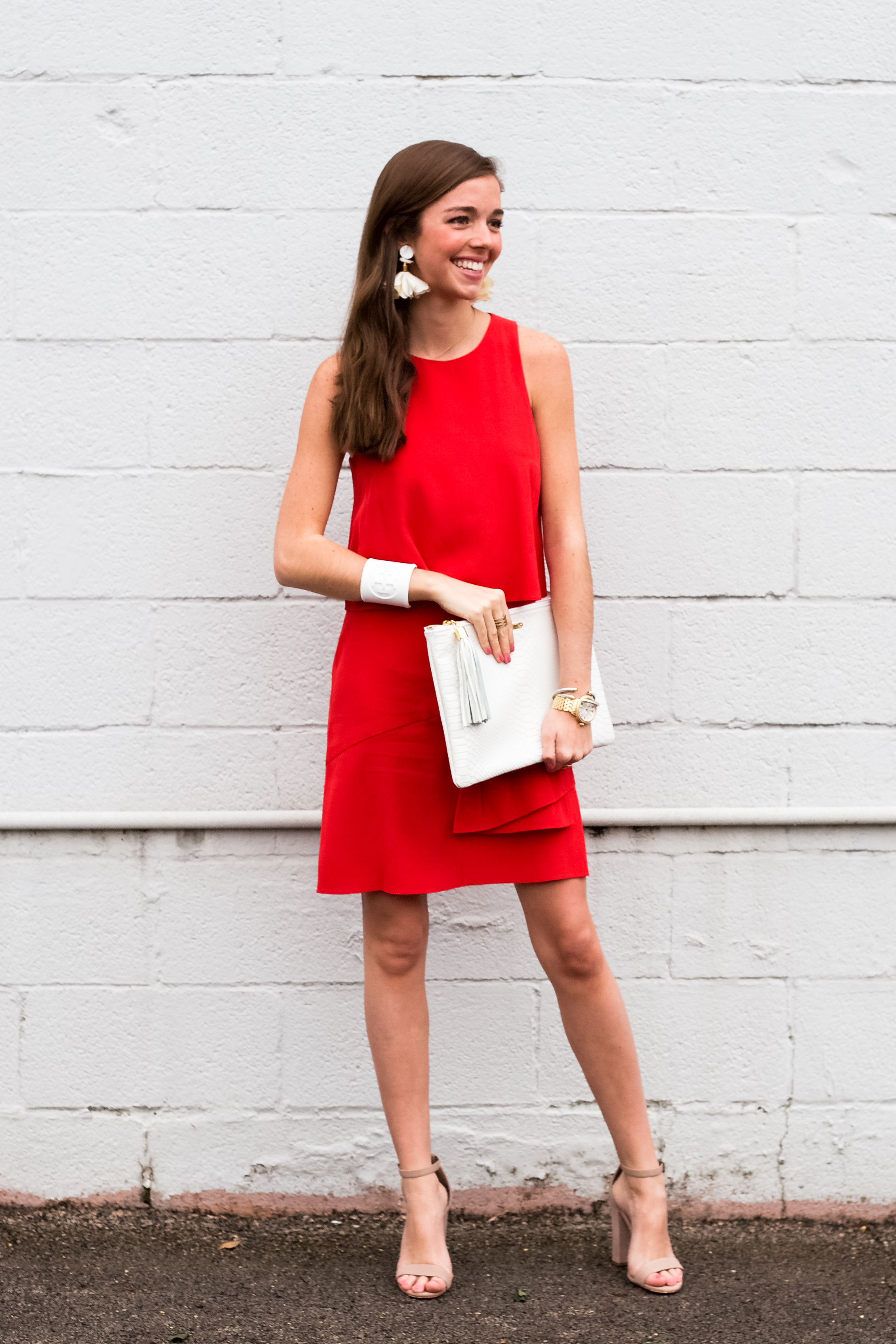 red dress outfit casual