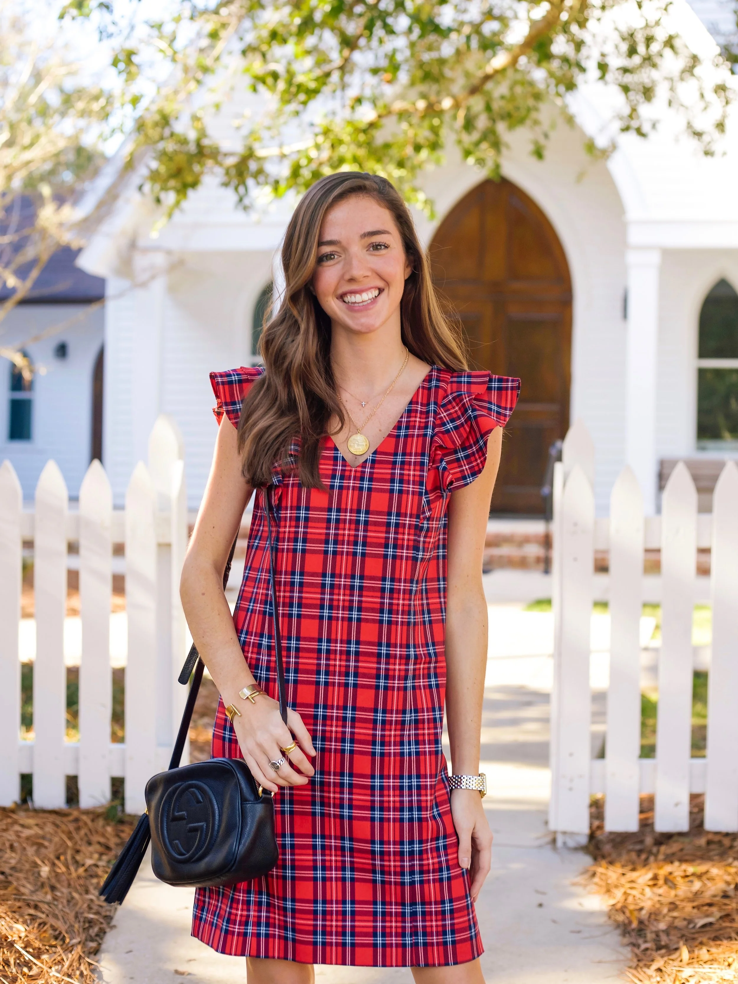 draper james red plaid dress