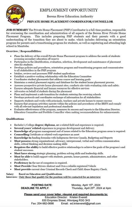 Employment Opportunities — Berens River First Nation