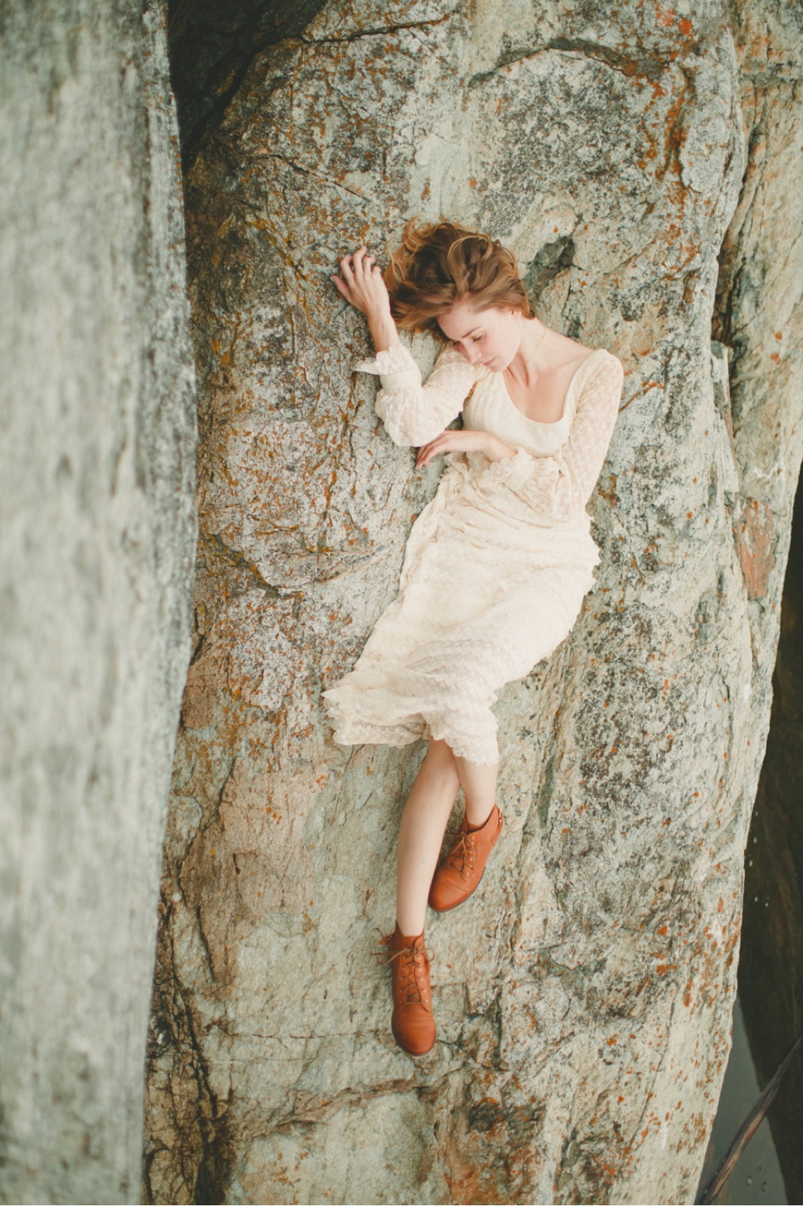 Bride on Rocky Shore