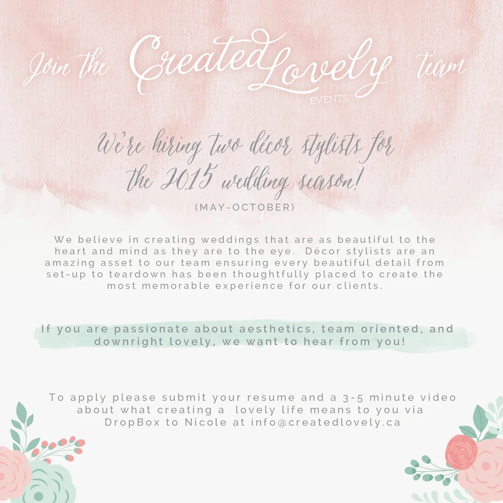 Job Posting for Created Lovely