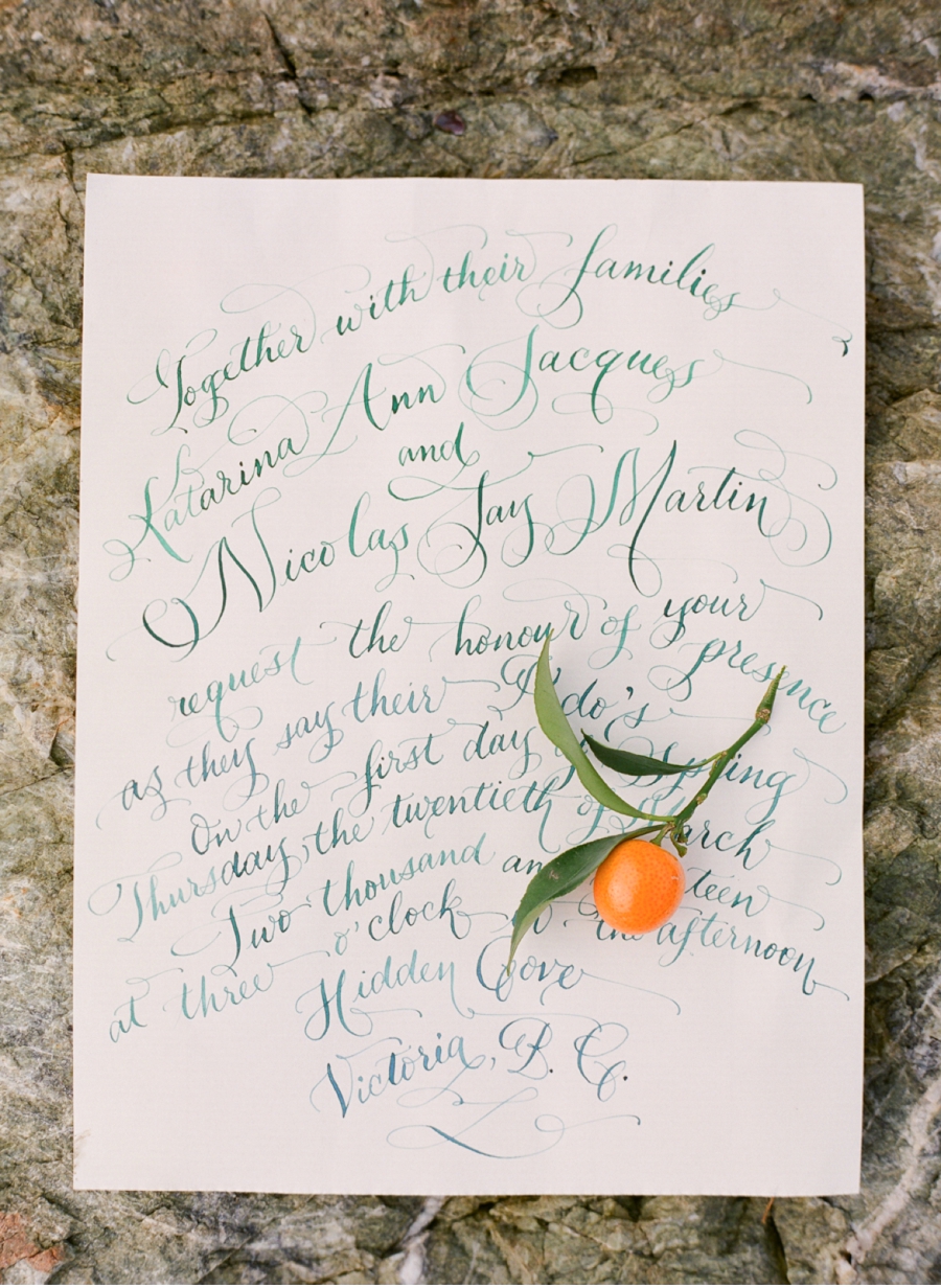 5. Fanciful and nautical without falling into stereotypes, this is one of my favourite invitations featured on Vale + Vine. Calligraphy by Laura Lavender and photography by Adrian Michael Photography . Check out the full citrus-inspired feature here.