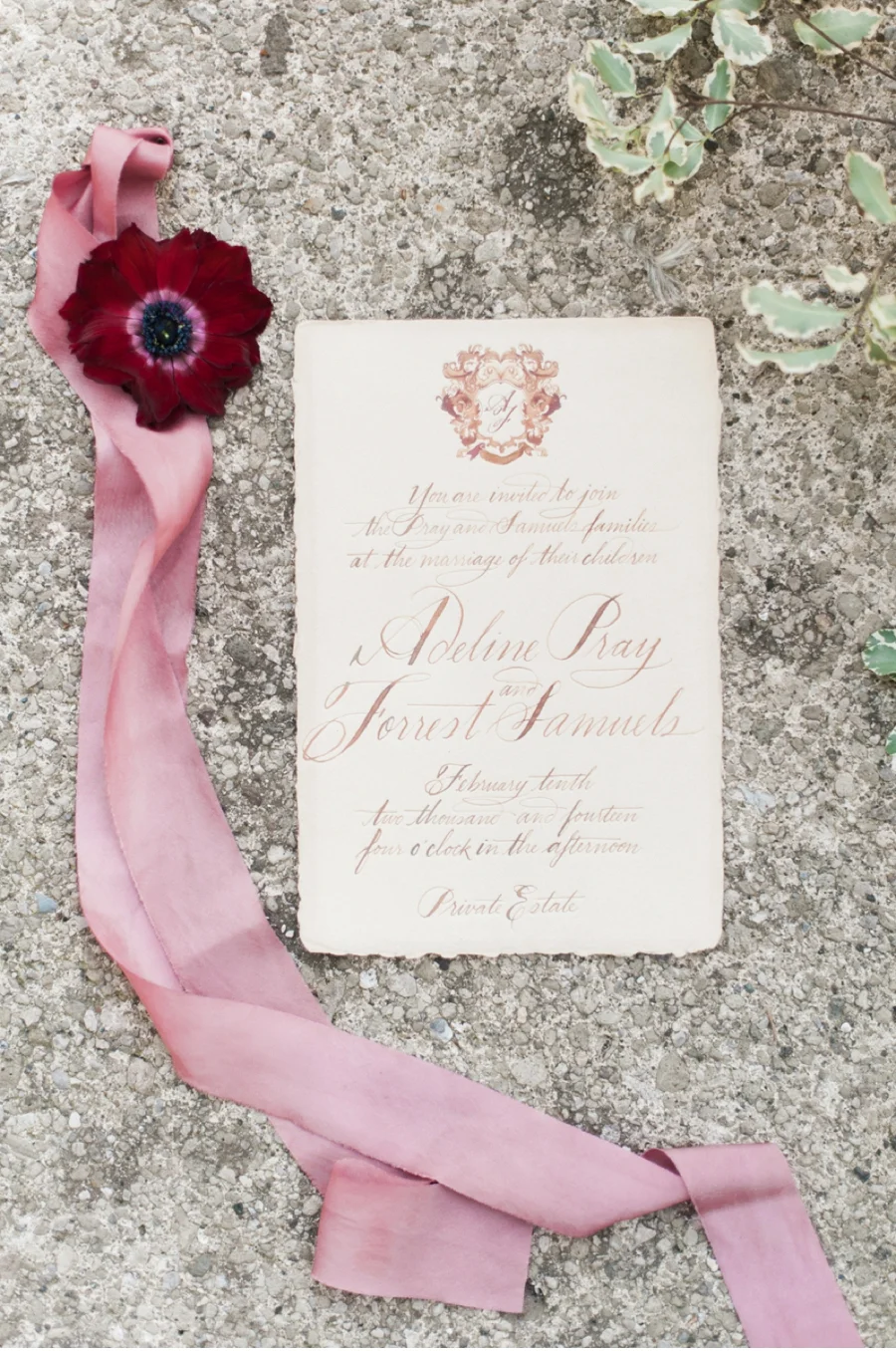6. Old world Italian inspiration with calligraphy by Julie Song Ink and photography by Vasia Photography for the Moda e Arte workshop which can be seen here .