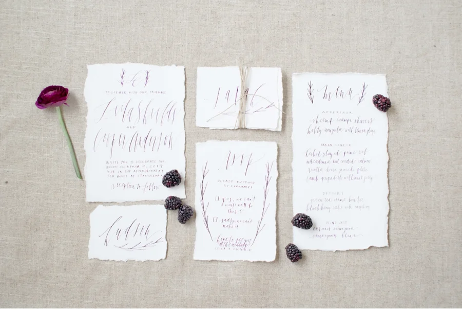 8.  Ink from blackberries and crafted by Written Word Calligraphy for a shoot photographed by Christie Graham Photography.  More stunning details can be seen here.