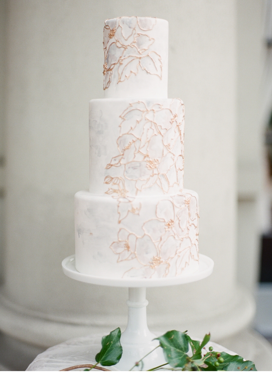 White-and-Gold-Tiered-Wedding-Cake