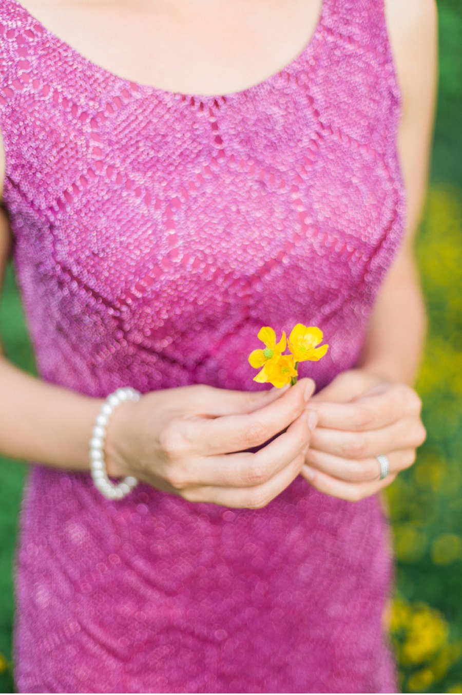 Fuscia-dress-with-yellow-wildflowers