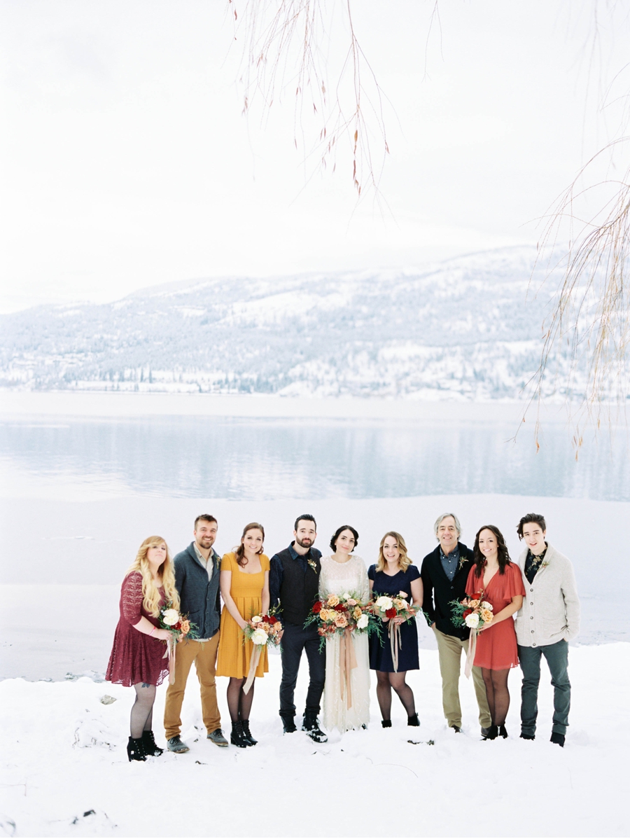 Wedding-Party-by-Lake-for-Winter-Wedding