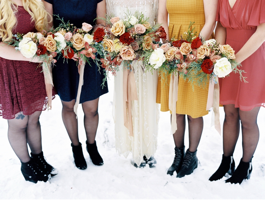 Colourful-Bridesmaids-Dresses-for-Winter