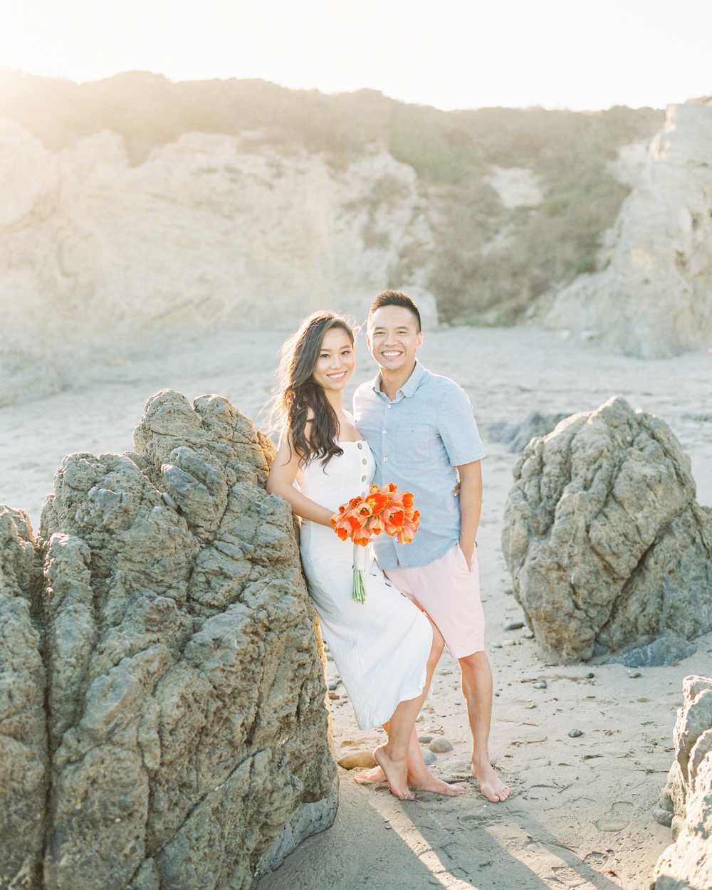 Light and airy beach engagement shoot