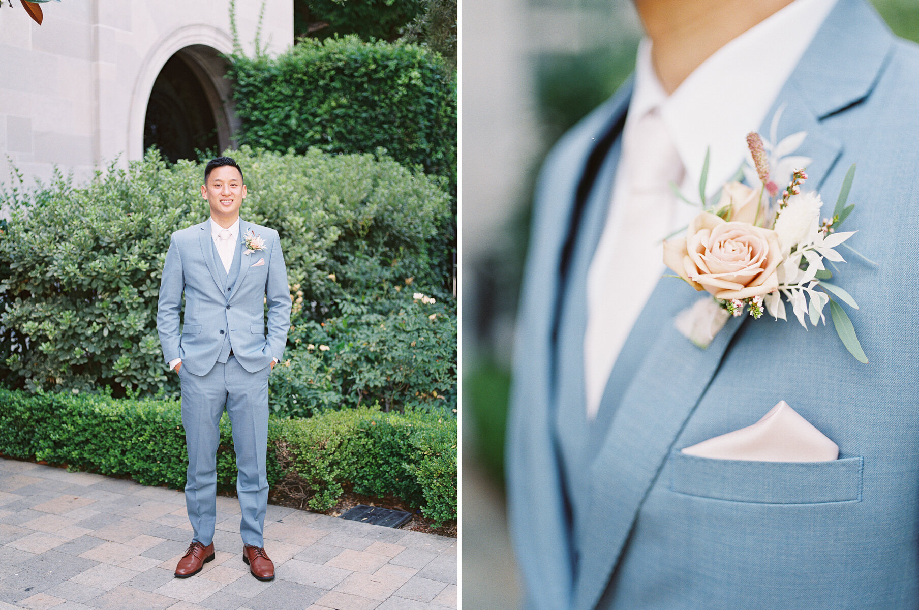 Groom in a Light Blue Suit (Friar Tux)