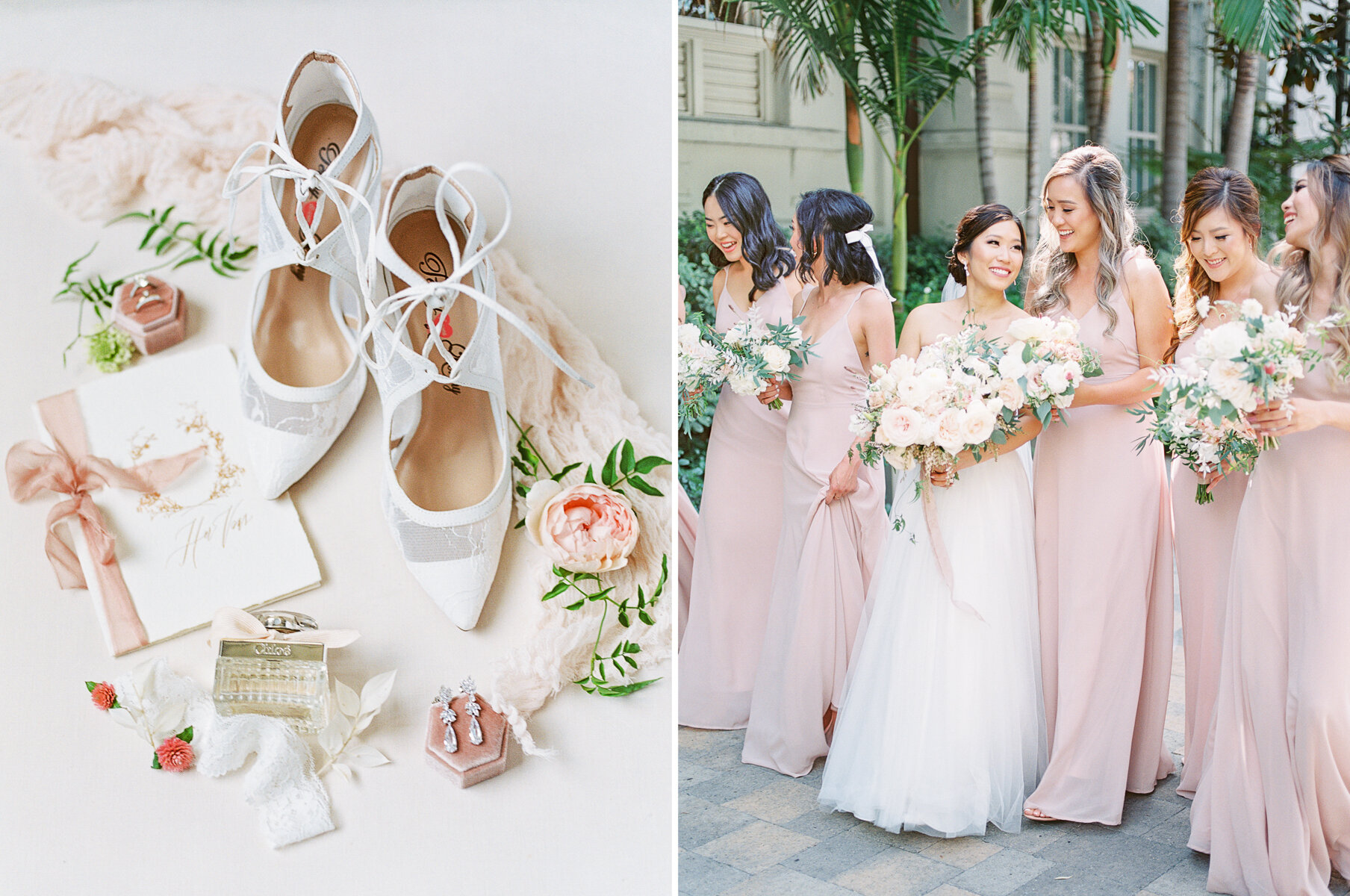 Wedding Shoes and Bridesmaids in blush