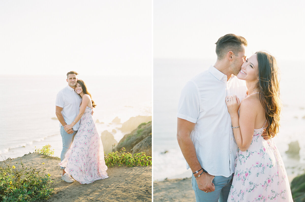 Light and airy beach engagement photo