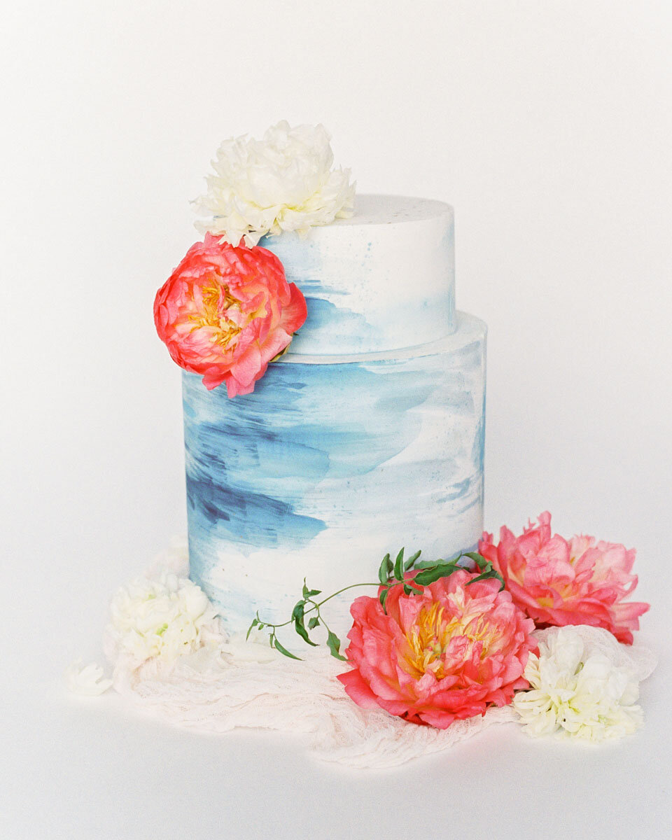 Wedding Cake with hints of blue