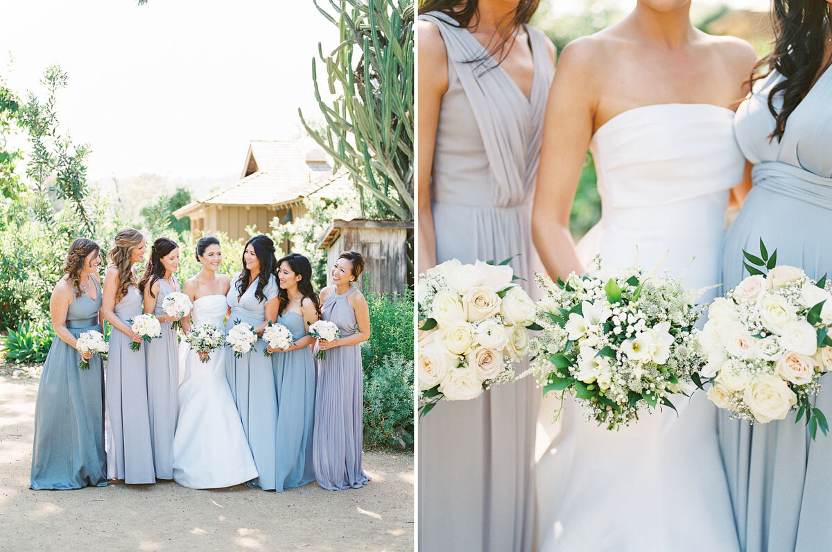 Bridesmaids in pale blue wedding