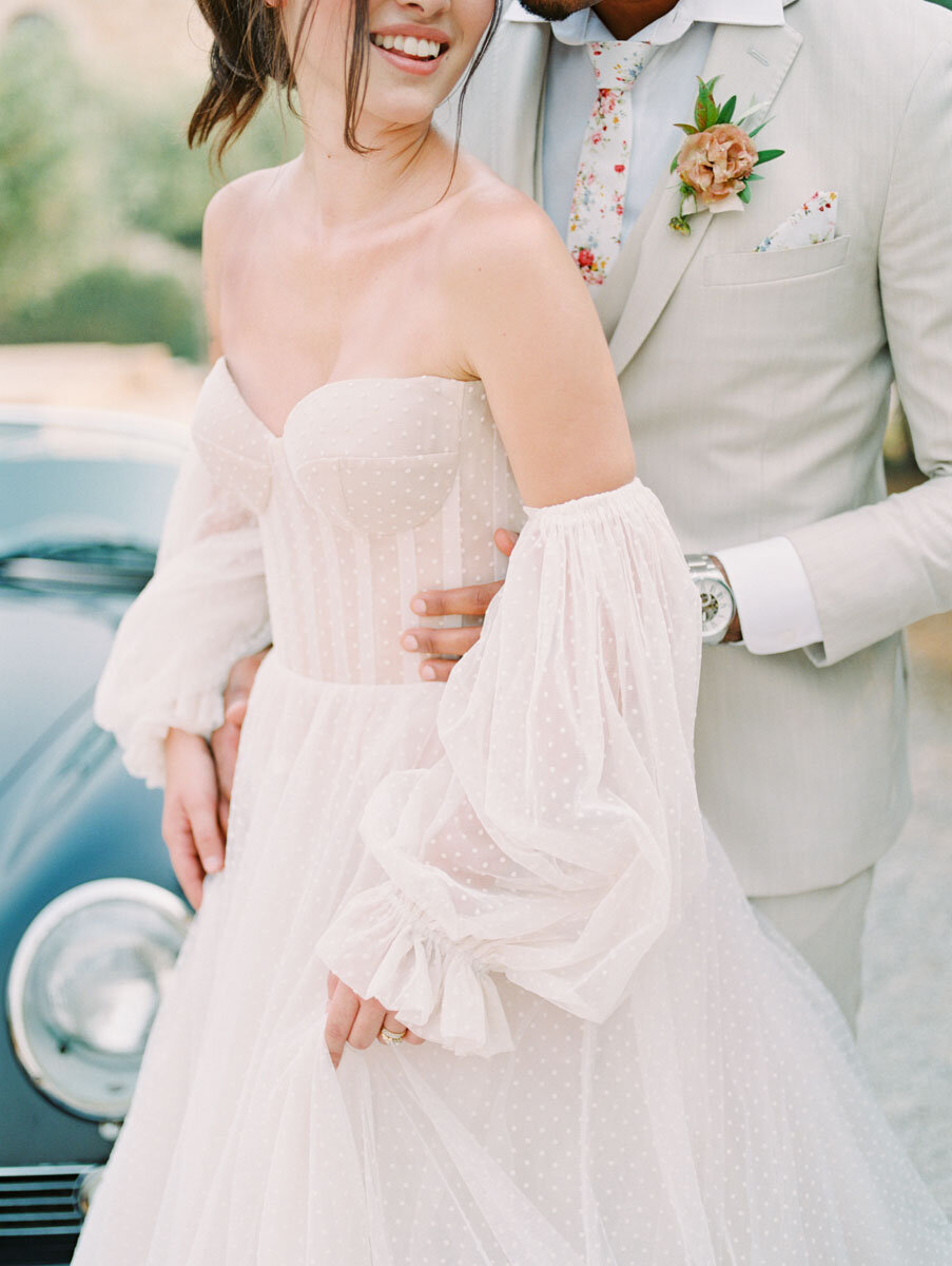 Blush Wedding Gown with Polka Dots