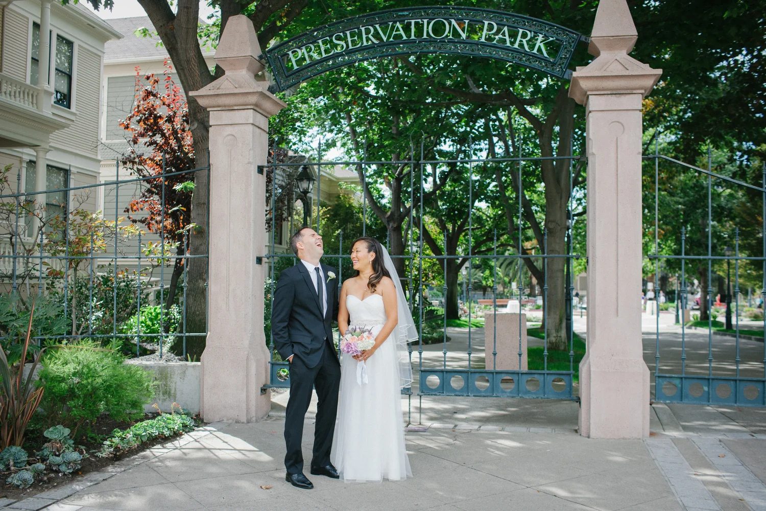 Jia and Jerry photographed at Preservation Park in Oakland. 