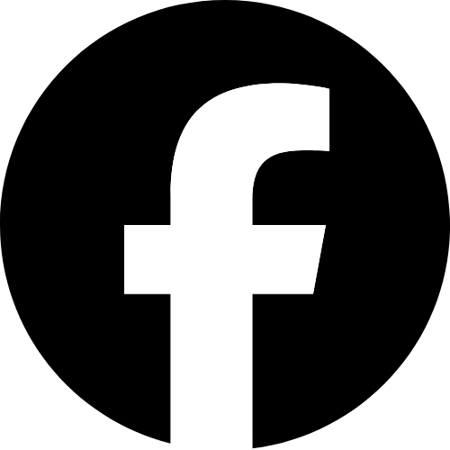 Facebook logo in black and white.