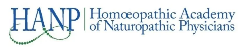 Logo of the Homeopathic Academy of Naturopathic Physicians (HANP) featuring blue text and a green dotted line design.