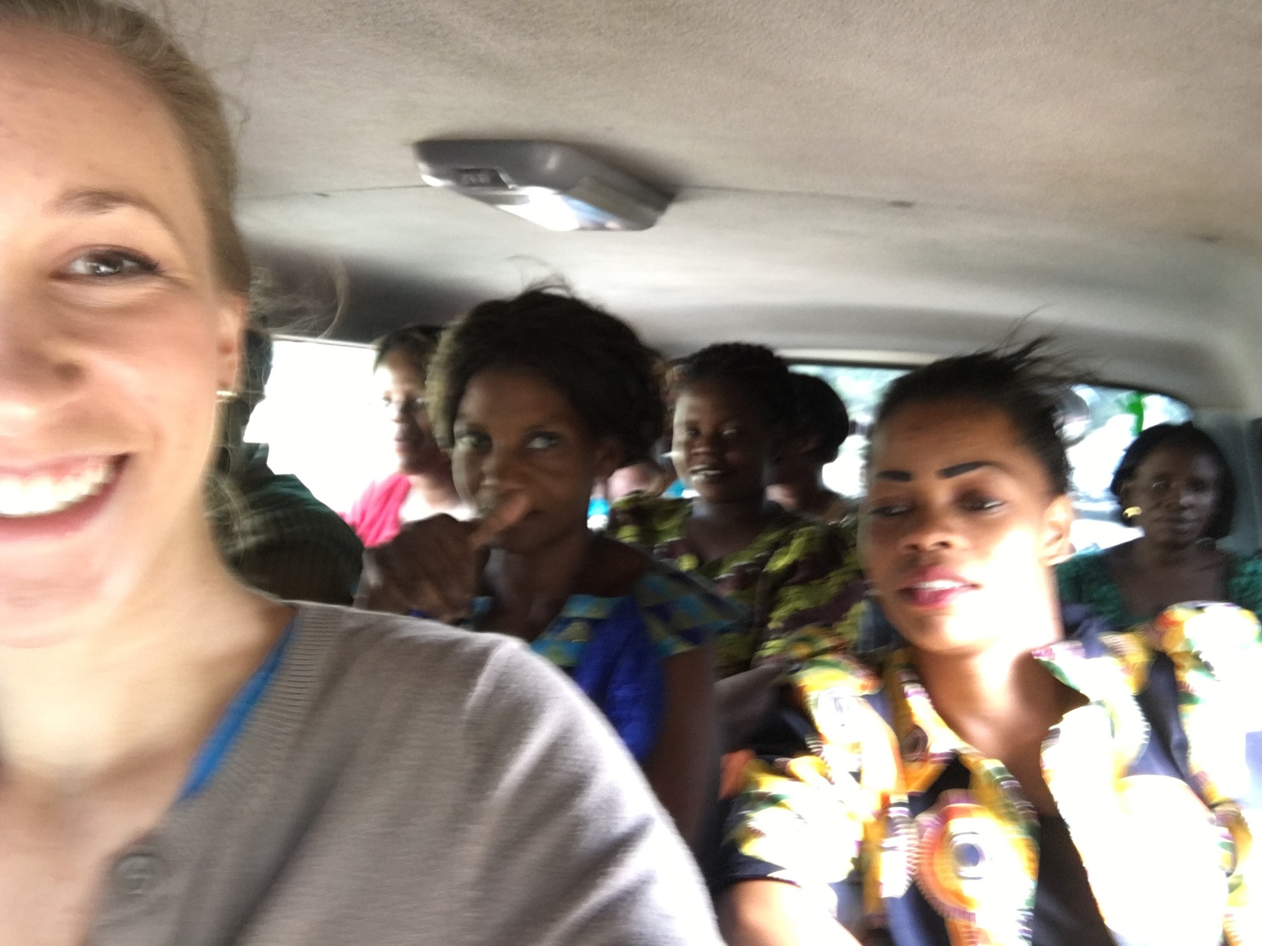 This blurry selfie doesn't even do this justice. Friends, we were packed to.the.gills in this Zambian minibus.