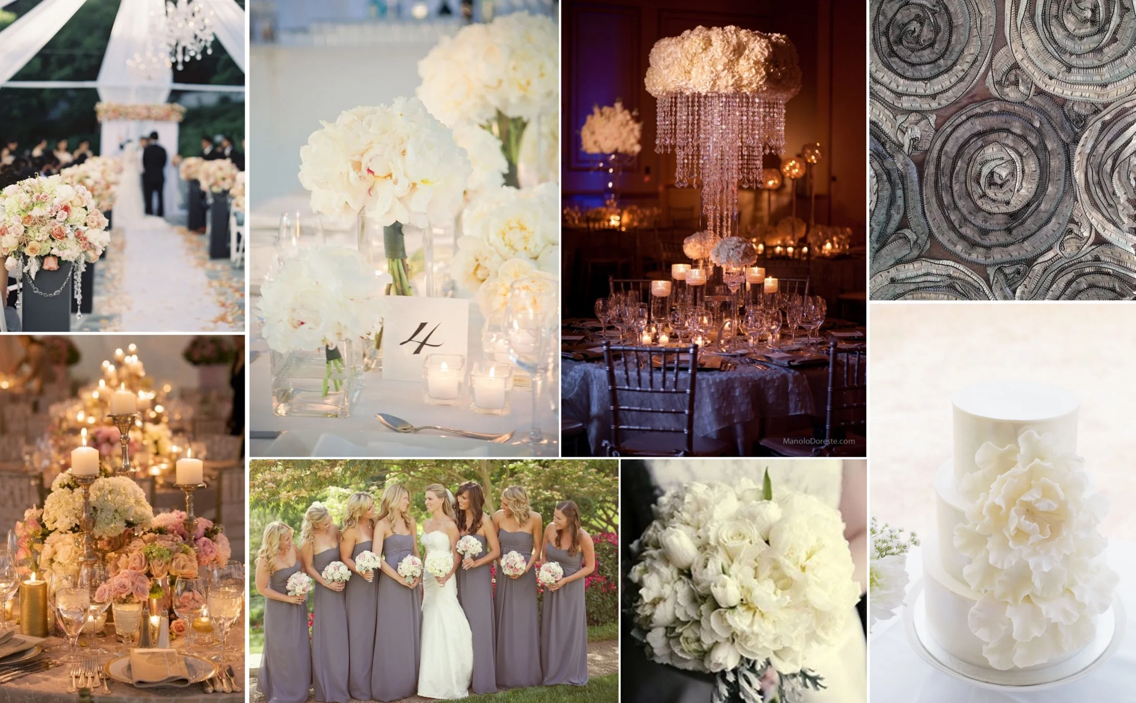 Glamorous Silver, Grey and Ivory Wedding Inspiration