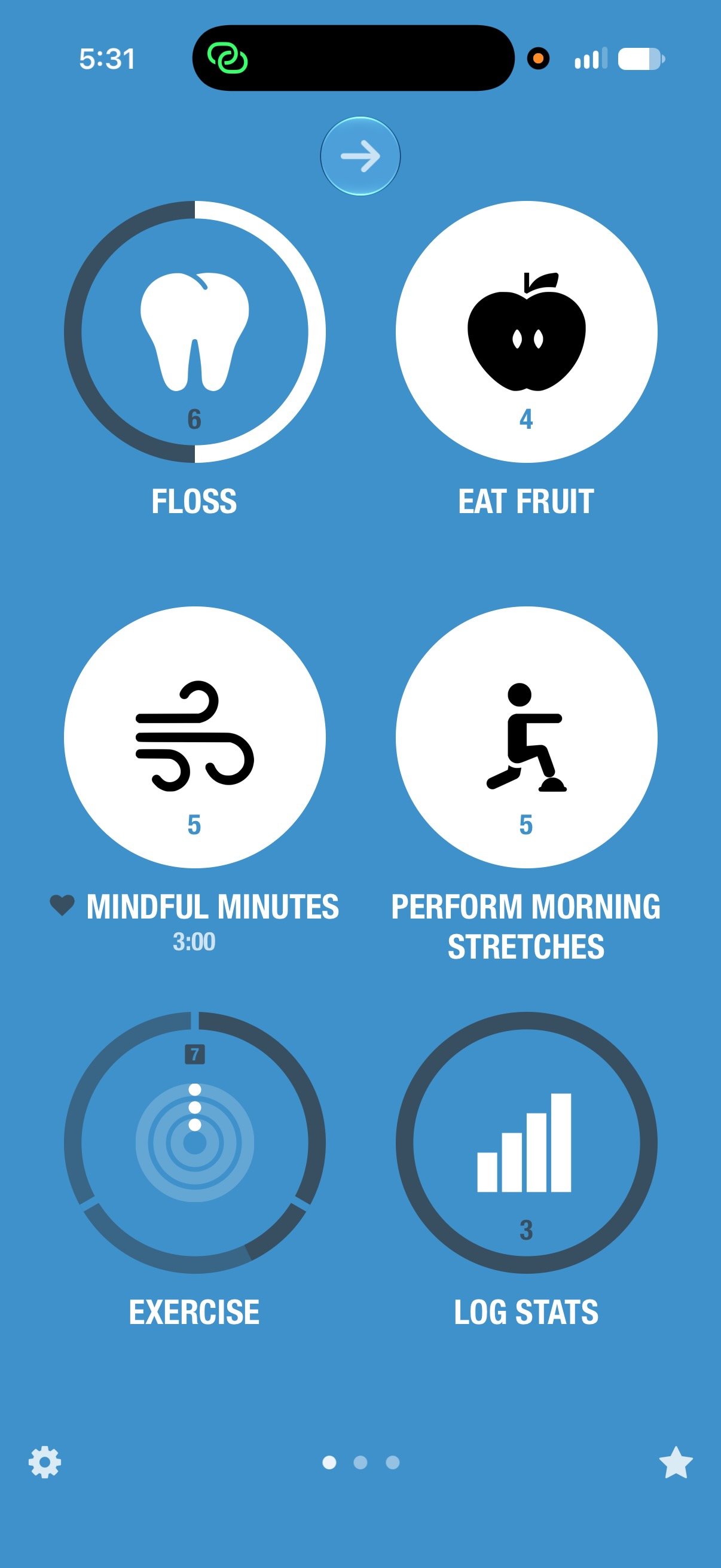 Streaks app - first screen