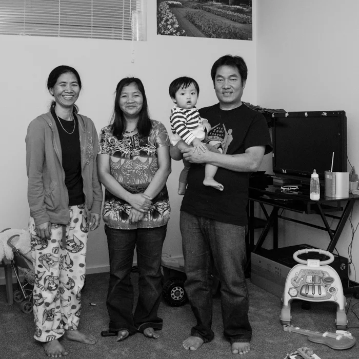 resettled refugees from Myanmar in their home in Portland, OR