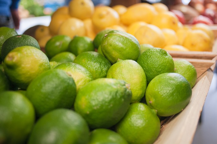 fresh produce in handmade wooden baskets at Kaah Market