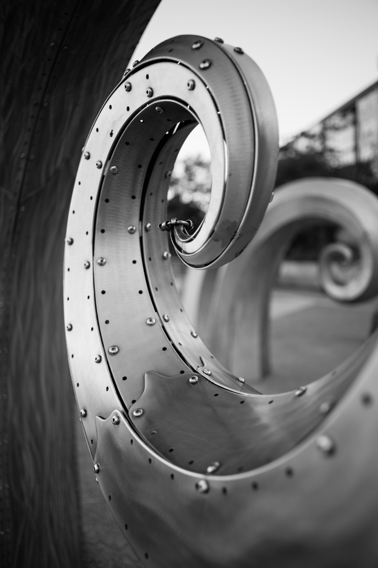 Salmon Waves sculpture by Paul Sorey, Hiram M. Chittenden Locks