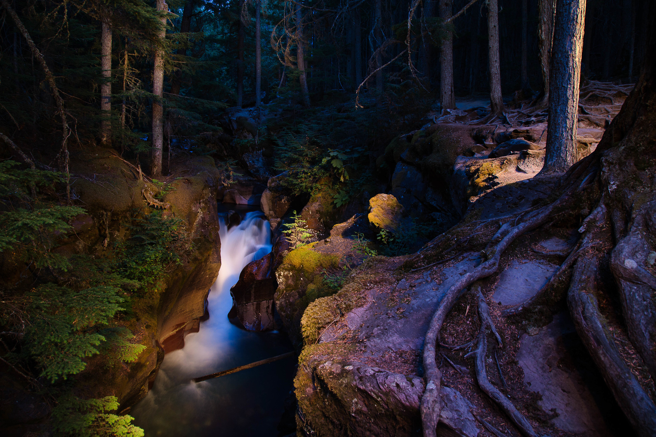 Landscape light painting in Glacier National Park.
